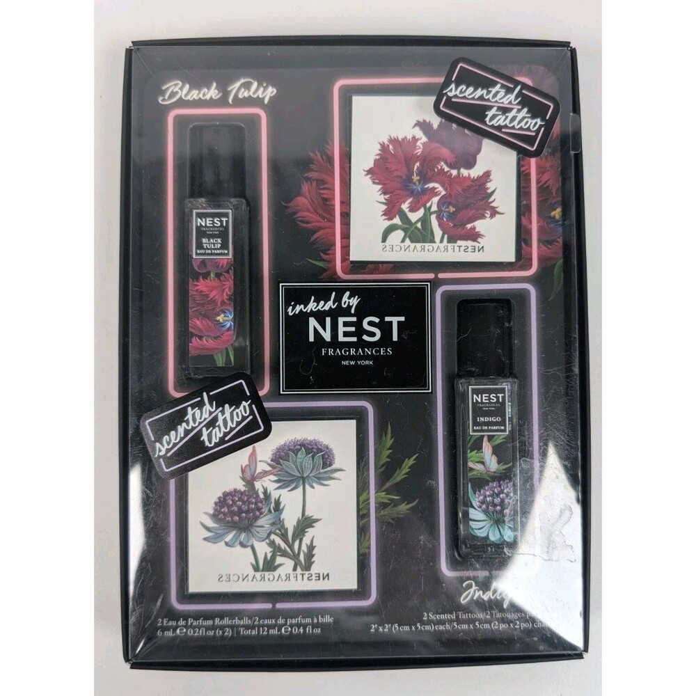 NEST Fragrances Scented Tattoos Perfume Gift Set Black Tulip Indigo New